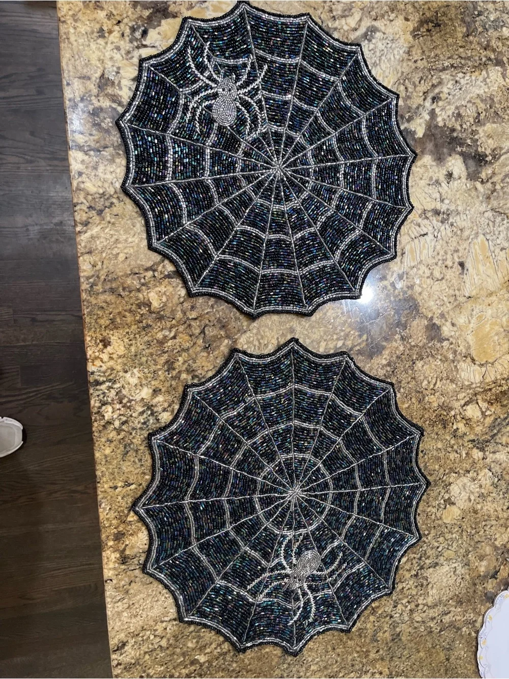 TAHARI 15” beaded Charger spider and web design  - set of 2 Brand new